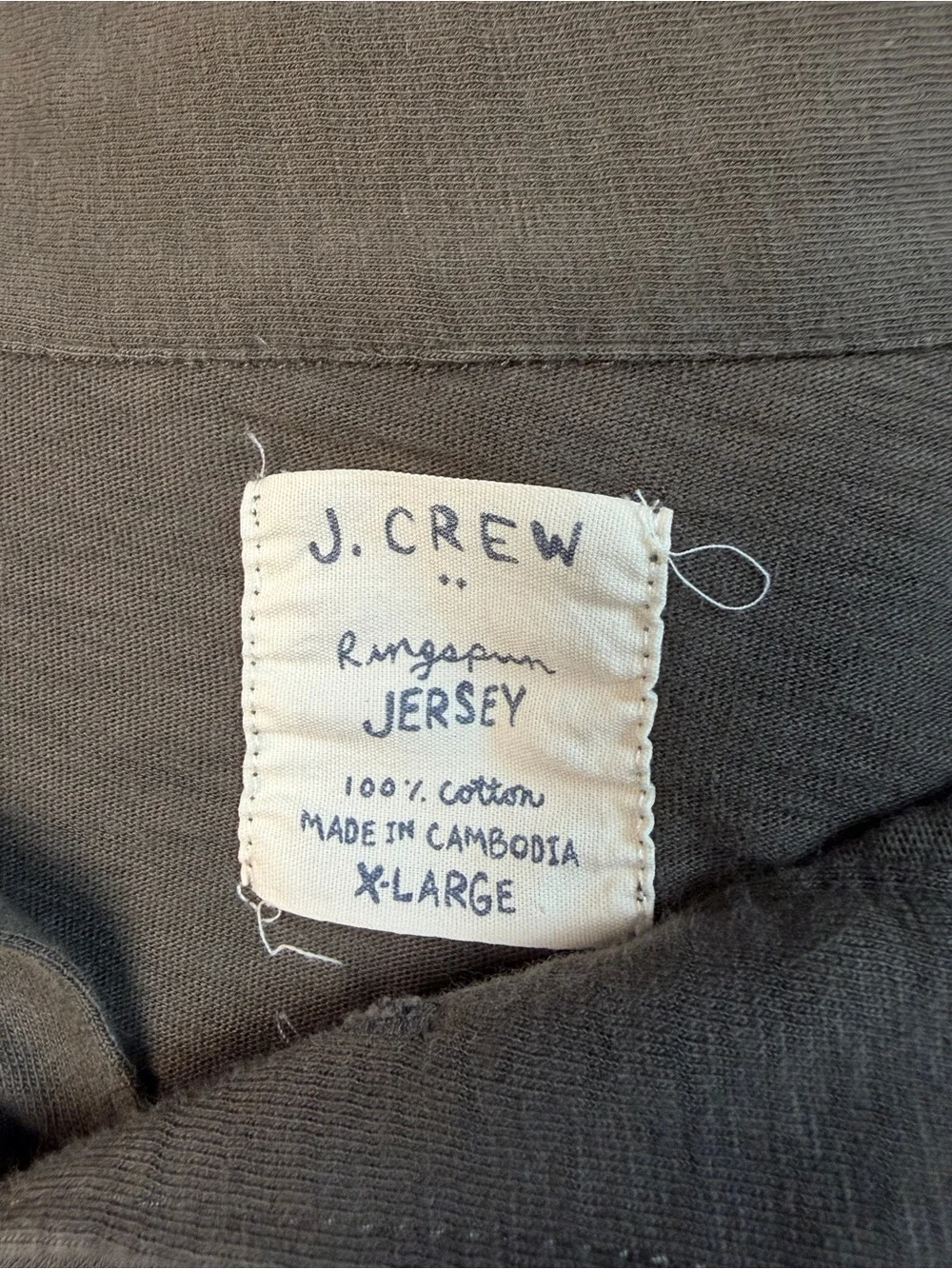 J.Crew Rugged Jersey Polo Shirt Men’s XL Brown Cotton Long Sleeve Pocket
